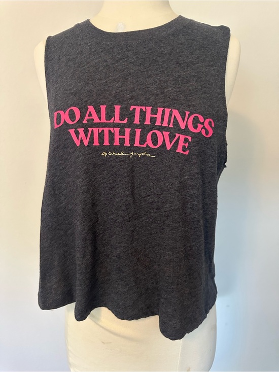 Spiritual Gangster Tops - Spiritual Gangster Charcoal Crop Tank with Pink Slogan